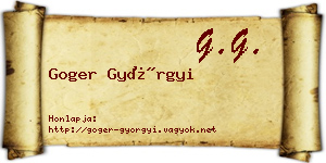 Goger Györgyi névjegykártya